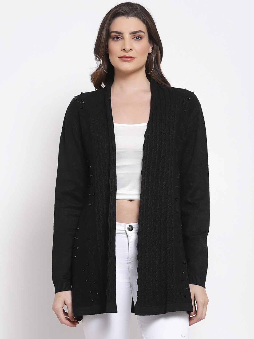 

Mafadeny Women Black Longline Shrug
