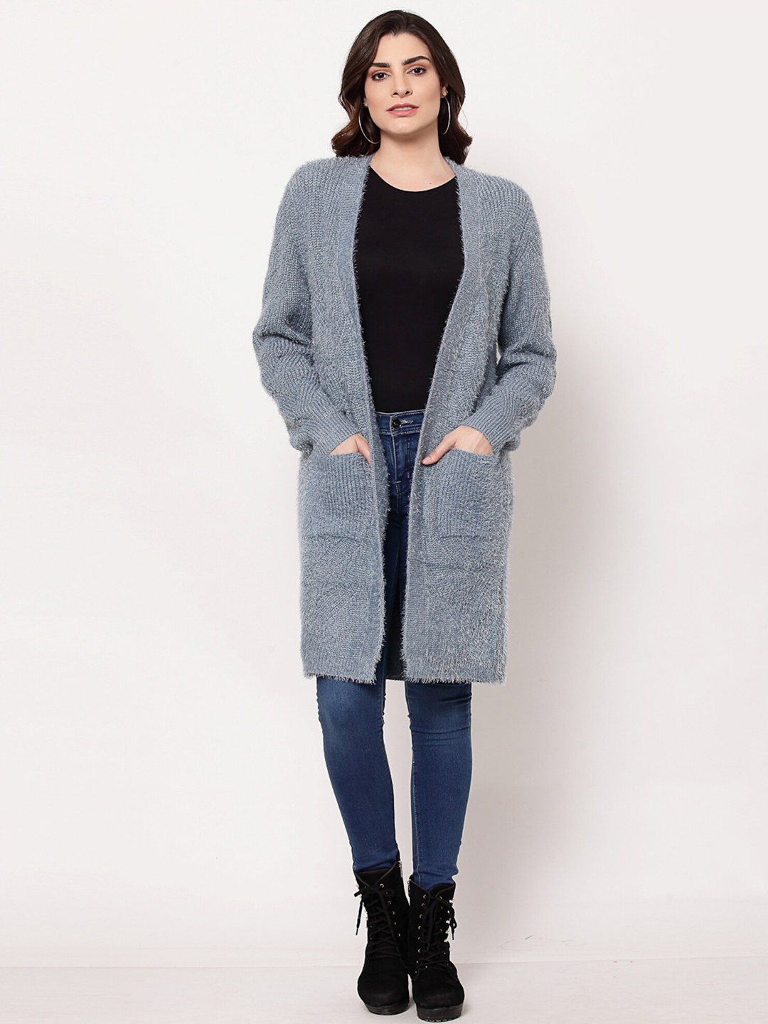 

Mafadeny Women Blue Longline Shrug