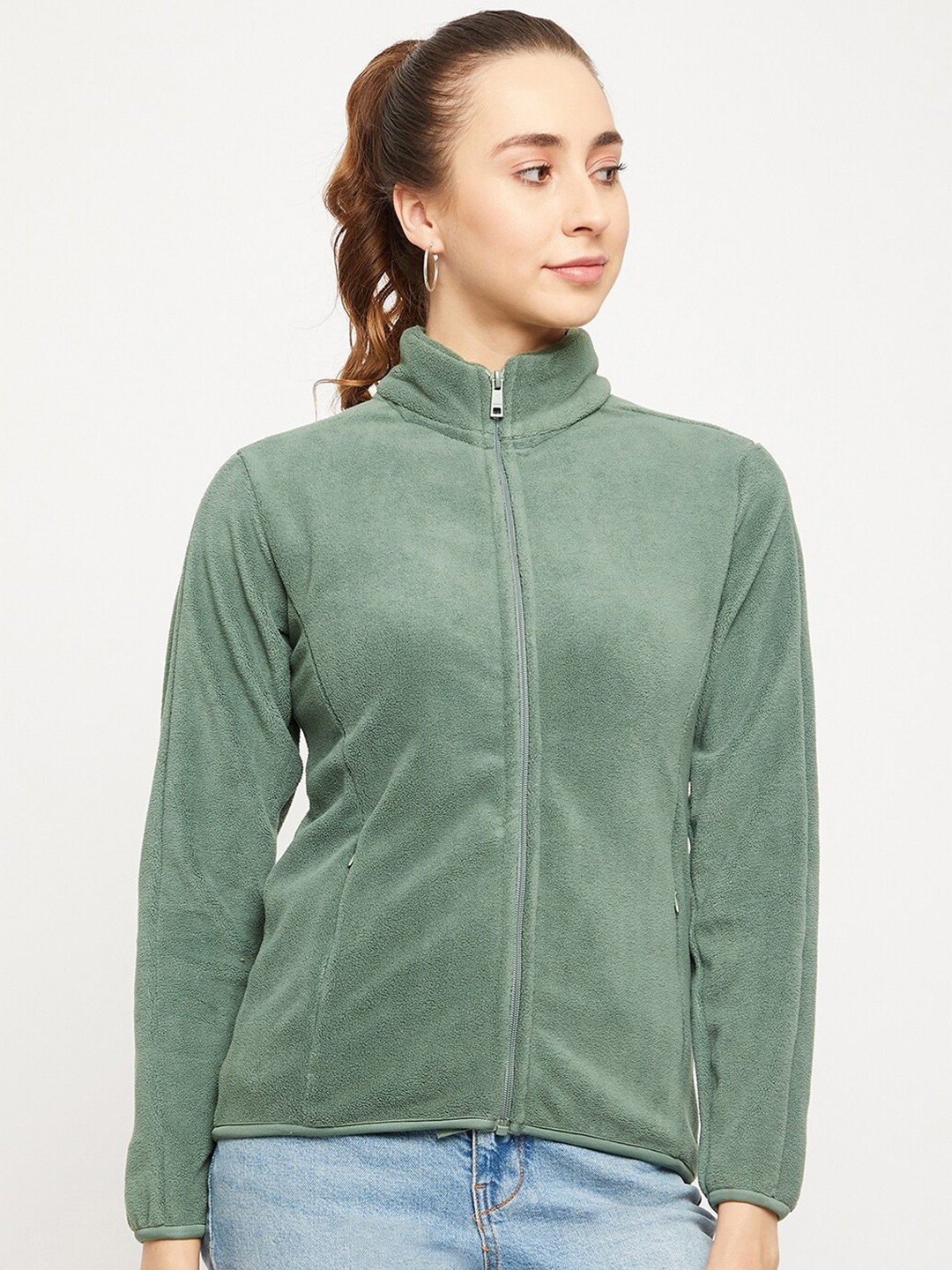 

Octave Women Mock Collar Sweatshirt, Green