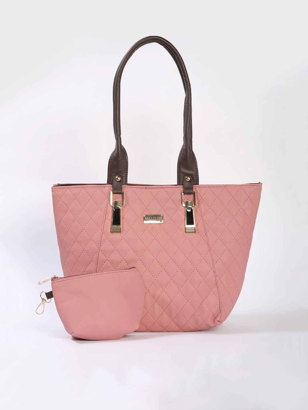

Anna Claire Textured Shopper Shoulder Bag with Quilted, Pink