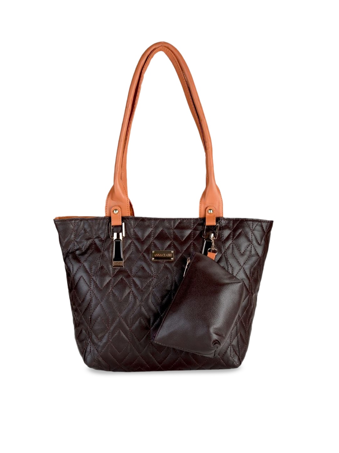 

Anna Claire Textured Oversized Shopper Shoulder Bag with Quilted, Brown