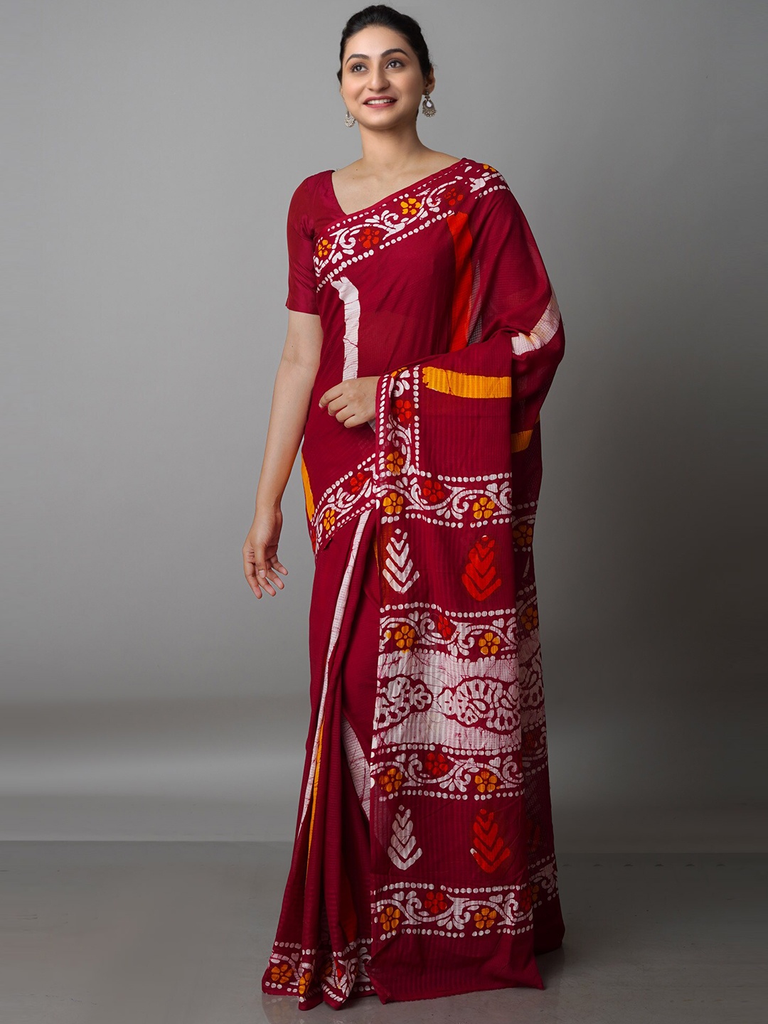 

Unnati Silks Batik Pure Cotton Kota Saree, Maroon