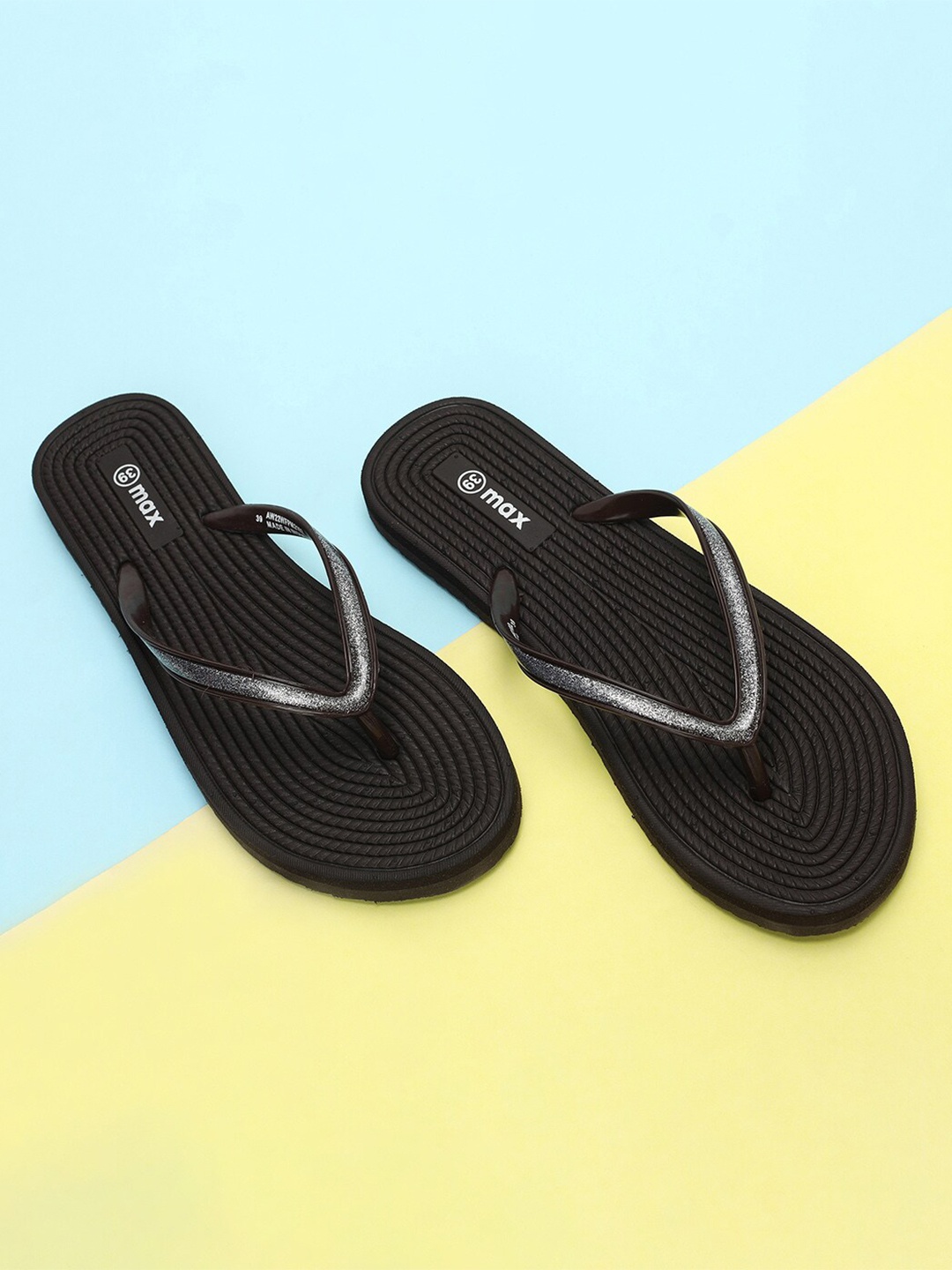 

max Women Brown Rubber Thong Flip-Flops