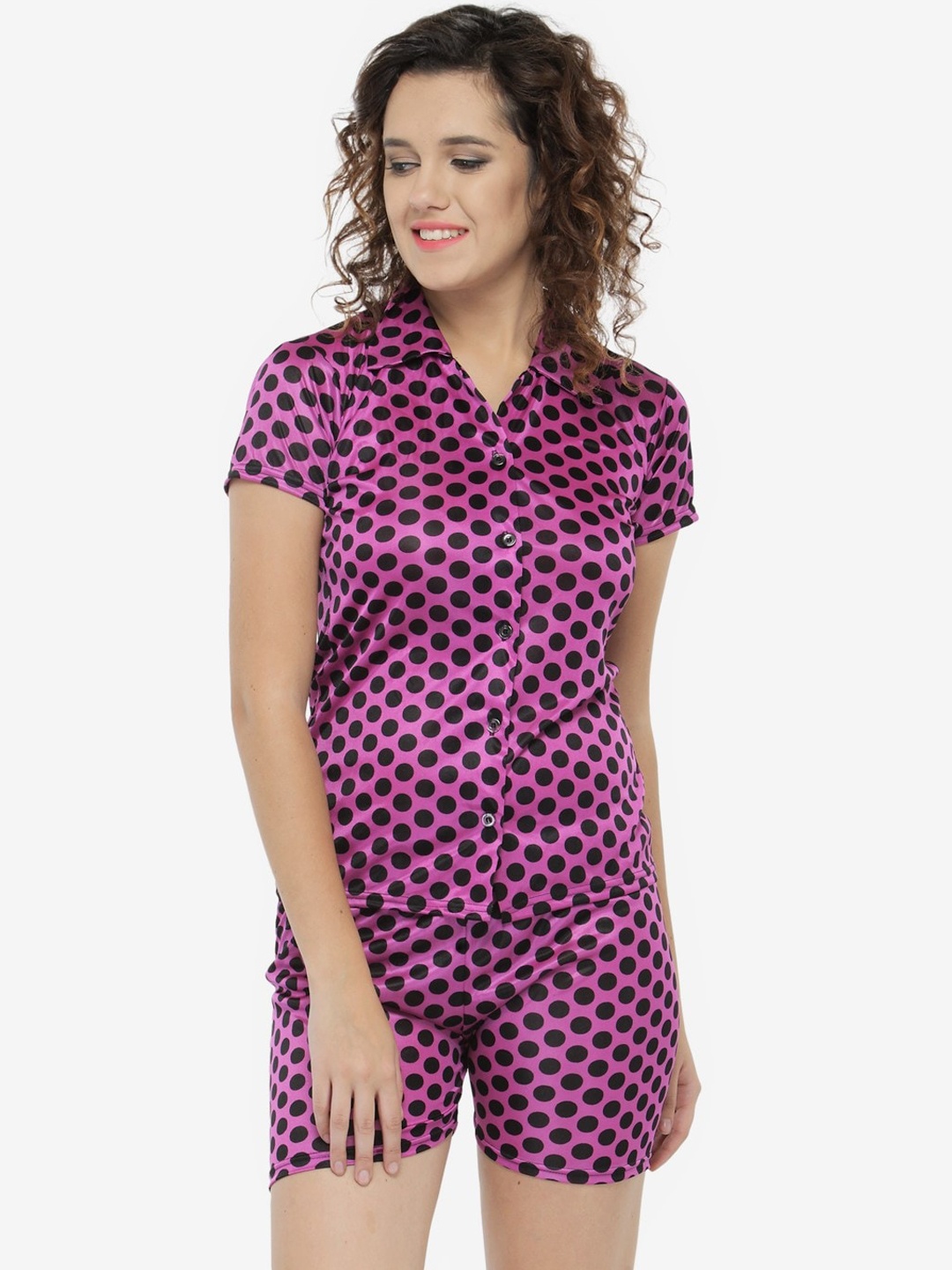 

N-Gal Women Printed Night suit, Purple
