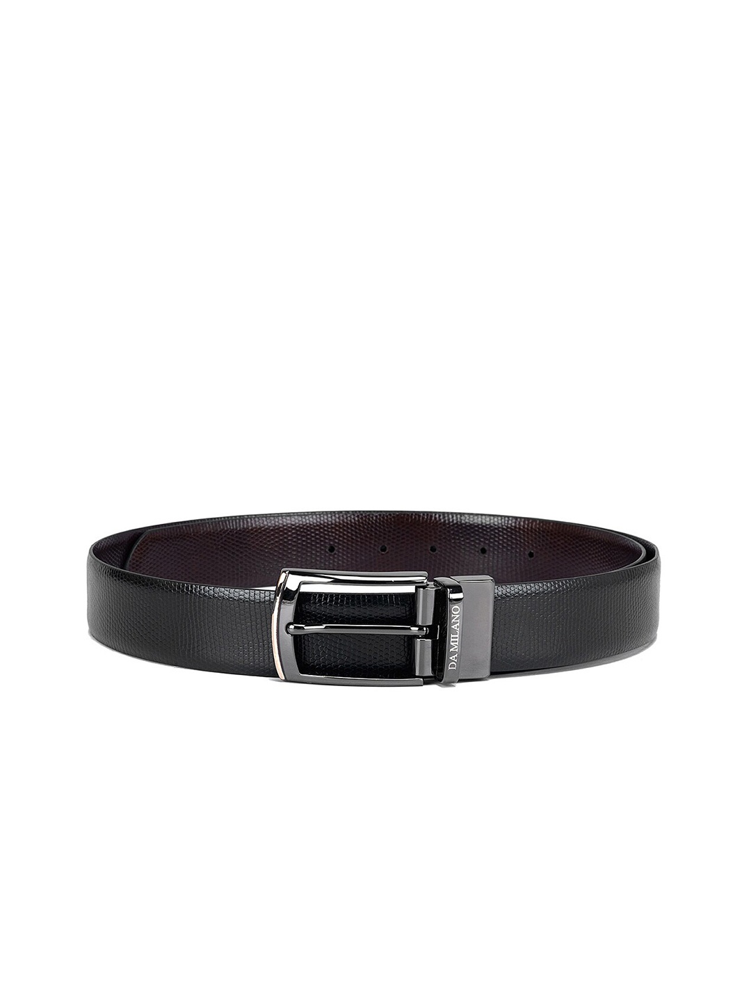 

Da Milano Men Black Textured Leather Formal Belt
