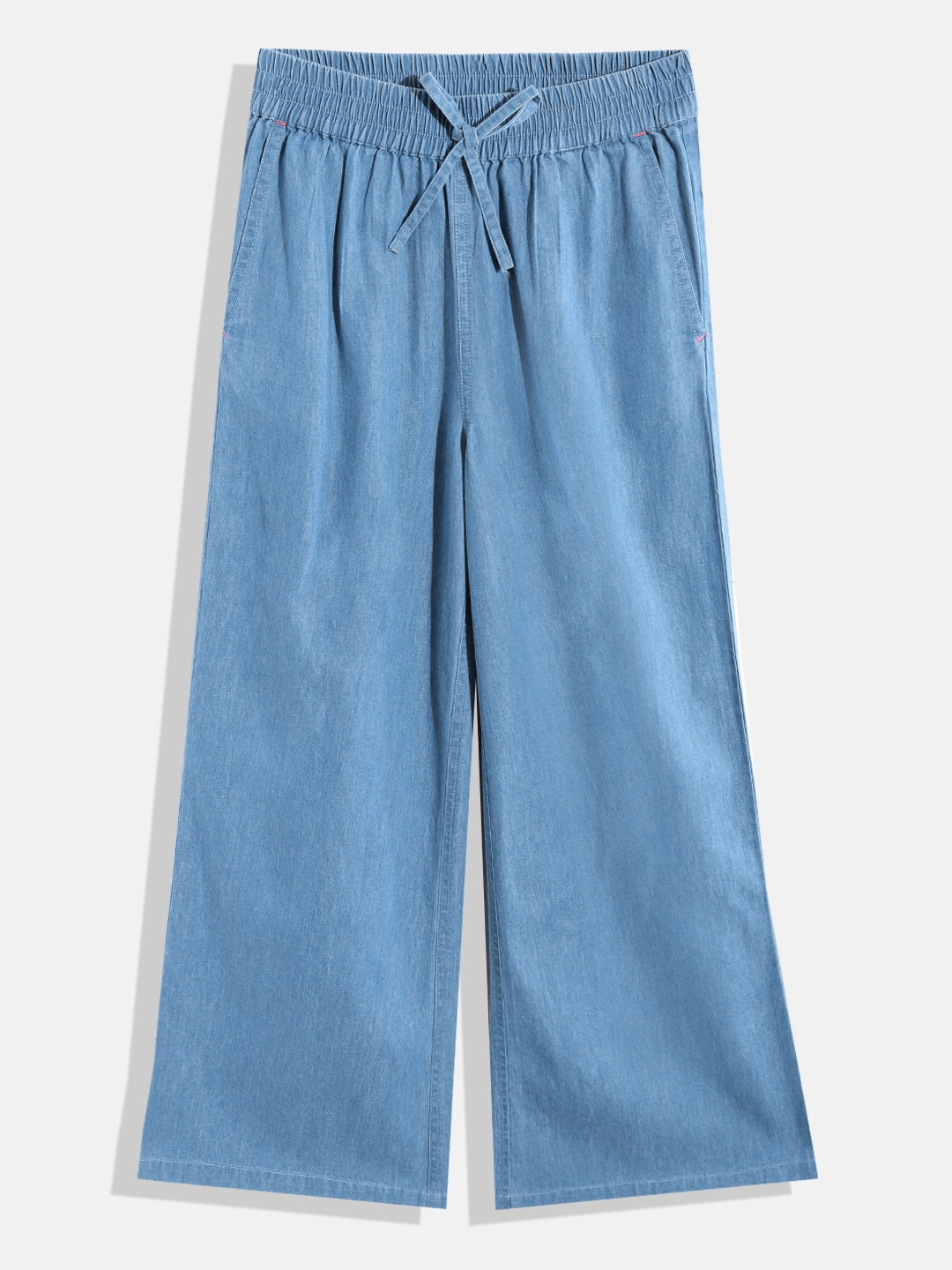 

HERE&NOW Girls Blue Comfort Loose Fit Pleated Trousers