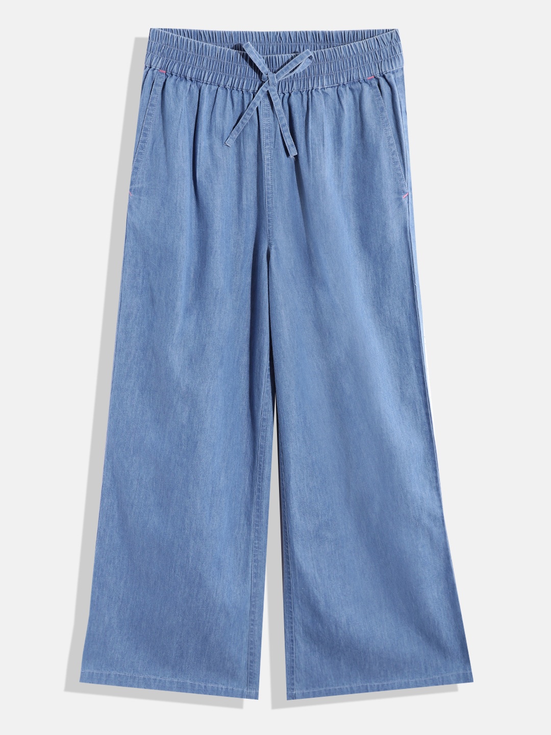 

HERE&NOW Girls Blue Comfort Loose Fit Pleated Trousers