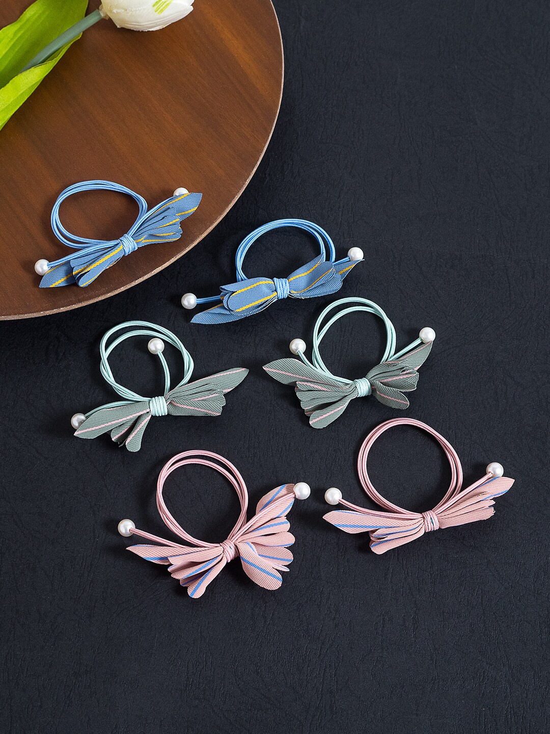 

Golden Peacock Girls Pink & Blue Set of 6 Ponytail Holders