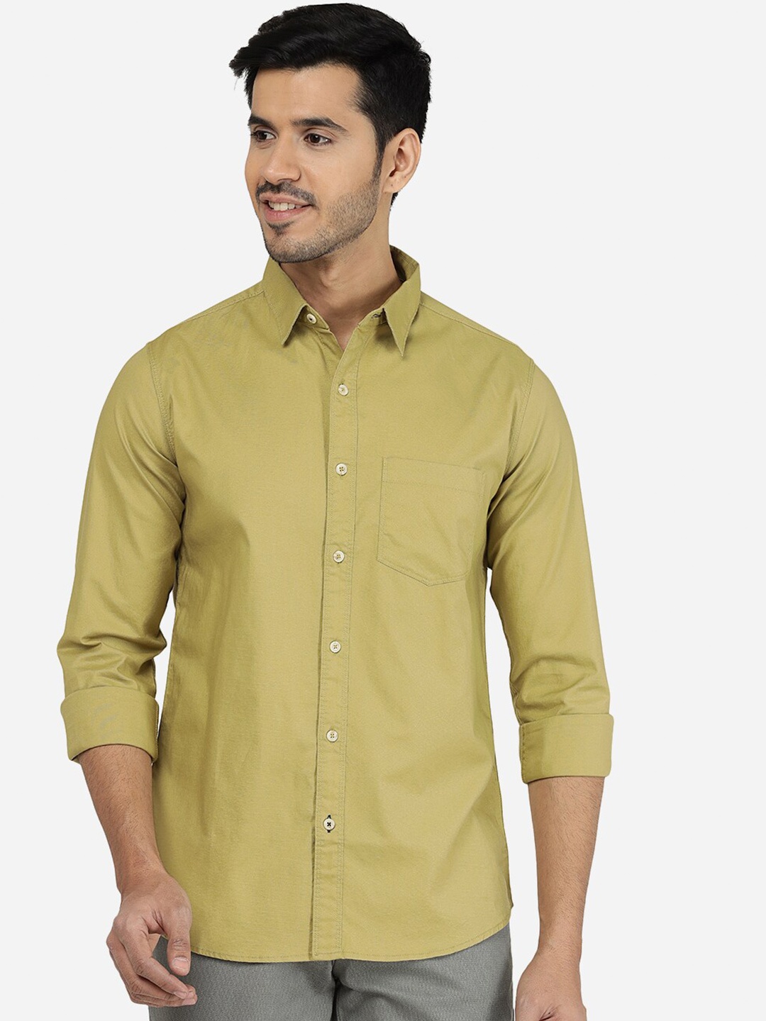 

JADE BLUE Men Slim Fit Cotton Casual Shirt, Green