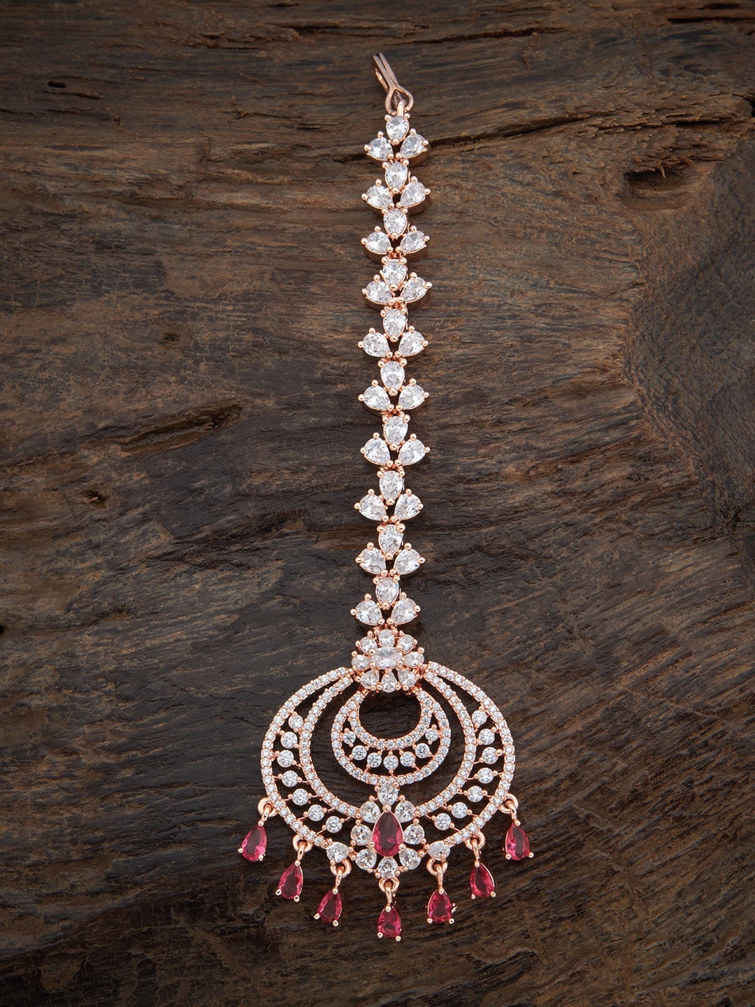 

Kushal's FashionJewellery Stone-Studded Maang Tikka, Rose gold