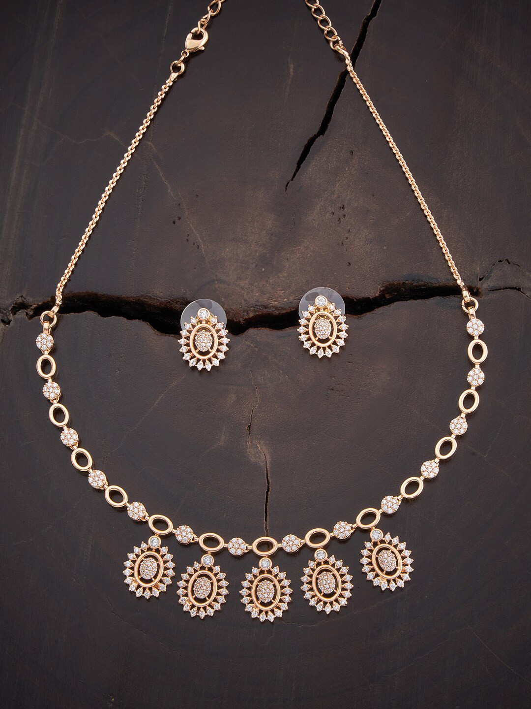 

Kushal's Fashion Jewellery Gold-Plated CZ Stones-Studded Jewellery Set, White