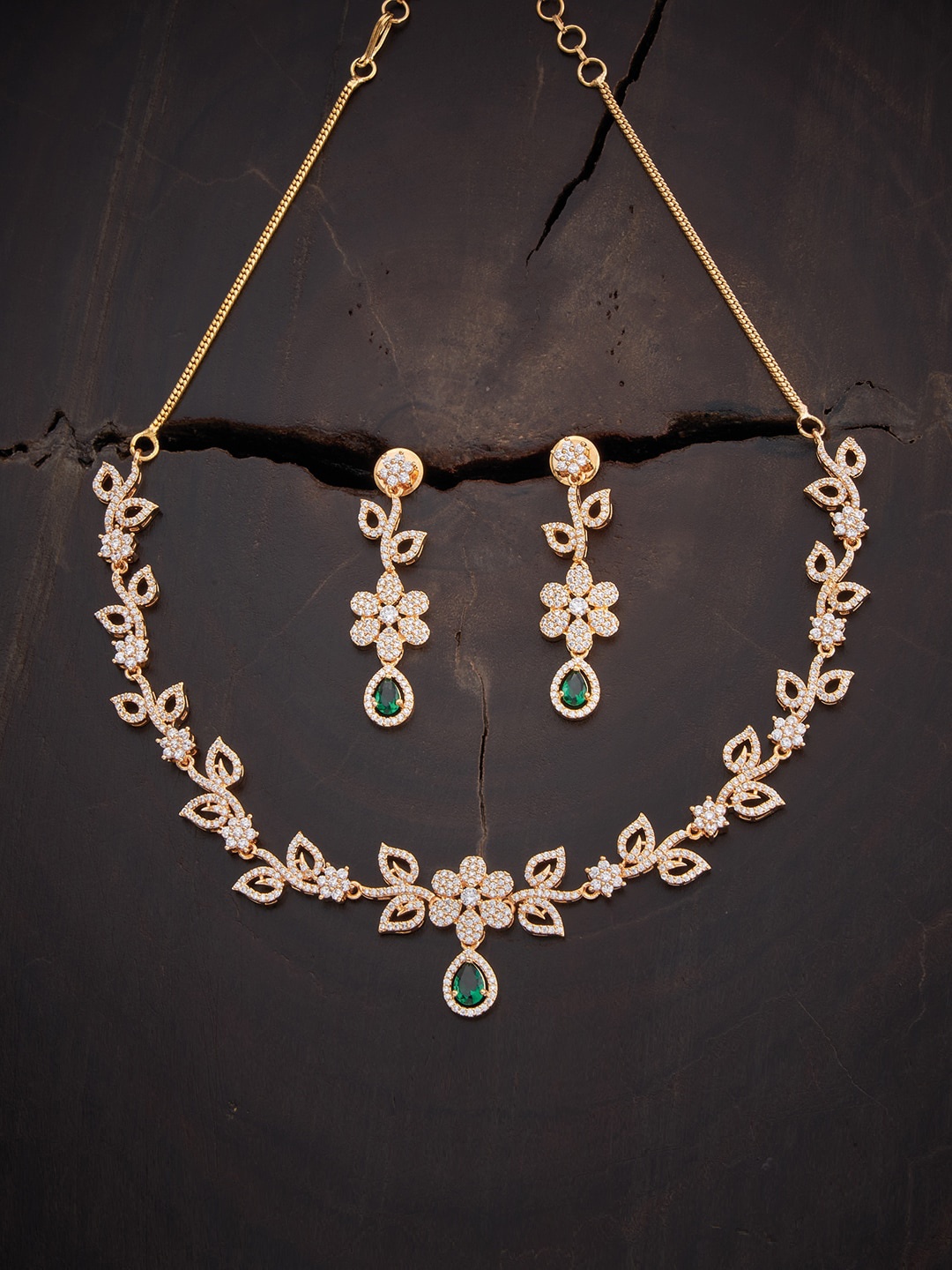 

Kushal's Fashion Jewellery Gold-Plated & CZ Stones-Studded Jewellery Set, Green