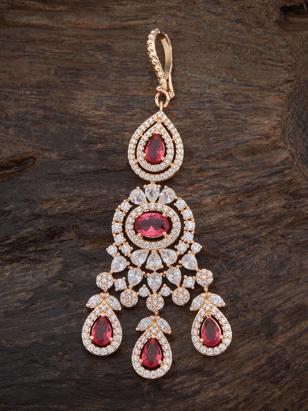 

Kushal's Fashion Jewellery CZ Stone-Studded Maang Tikka, Gold