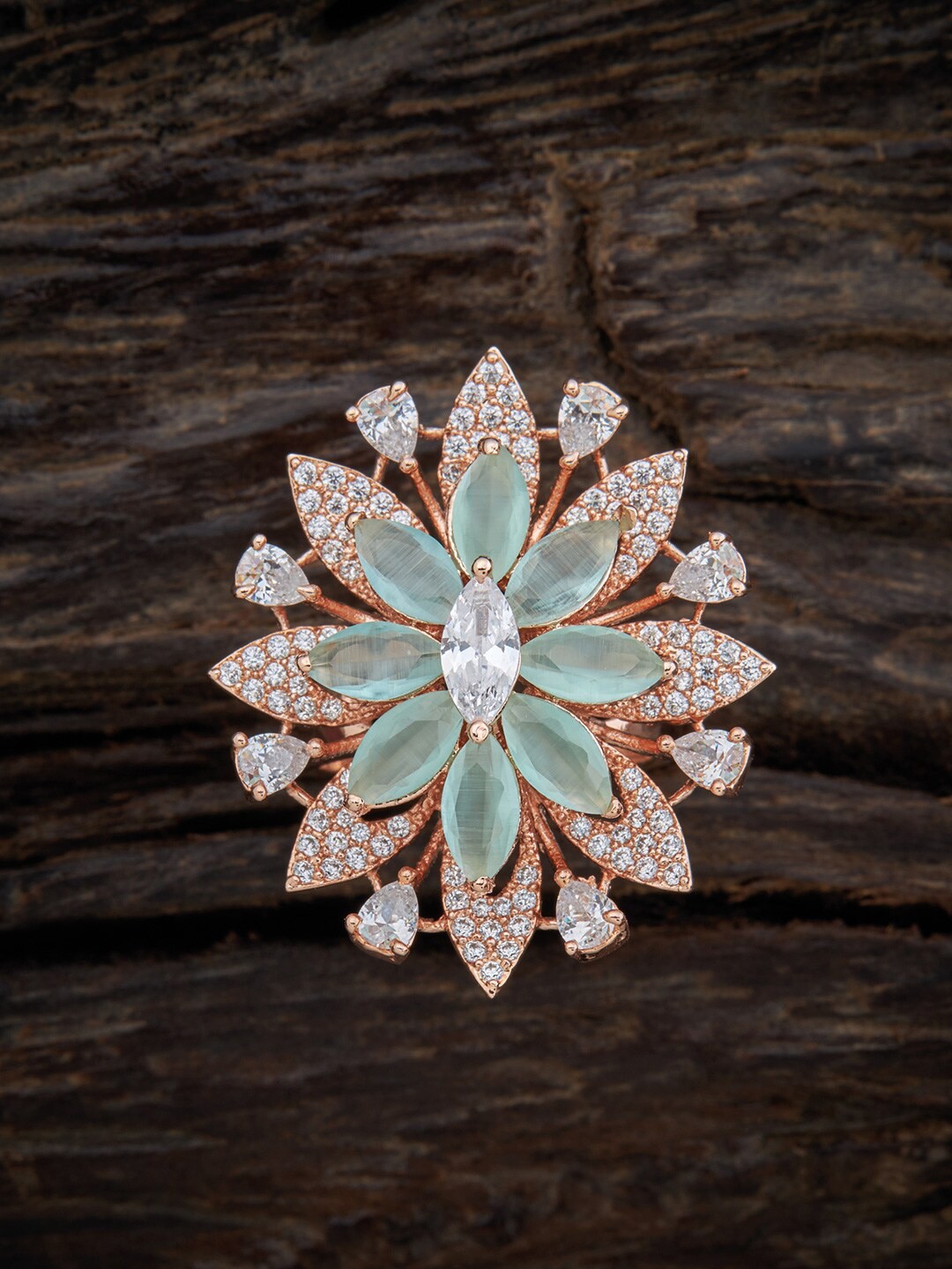 

Kushal's Fashion Jewellery Rose Gold-Plated White Cz Stone-Studded Adjustable Finger Ring