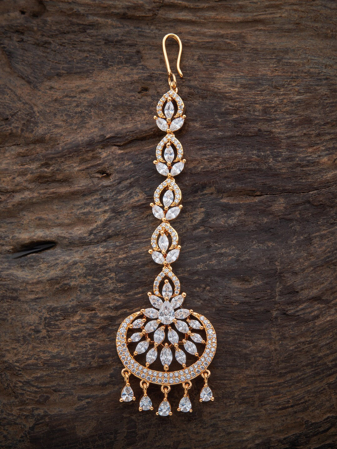 

Kushal's Fashion Jewellery CZ Stone-Studded Maang Tikka, Gold