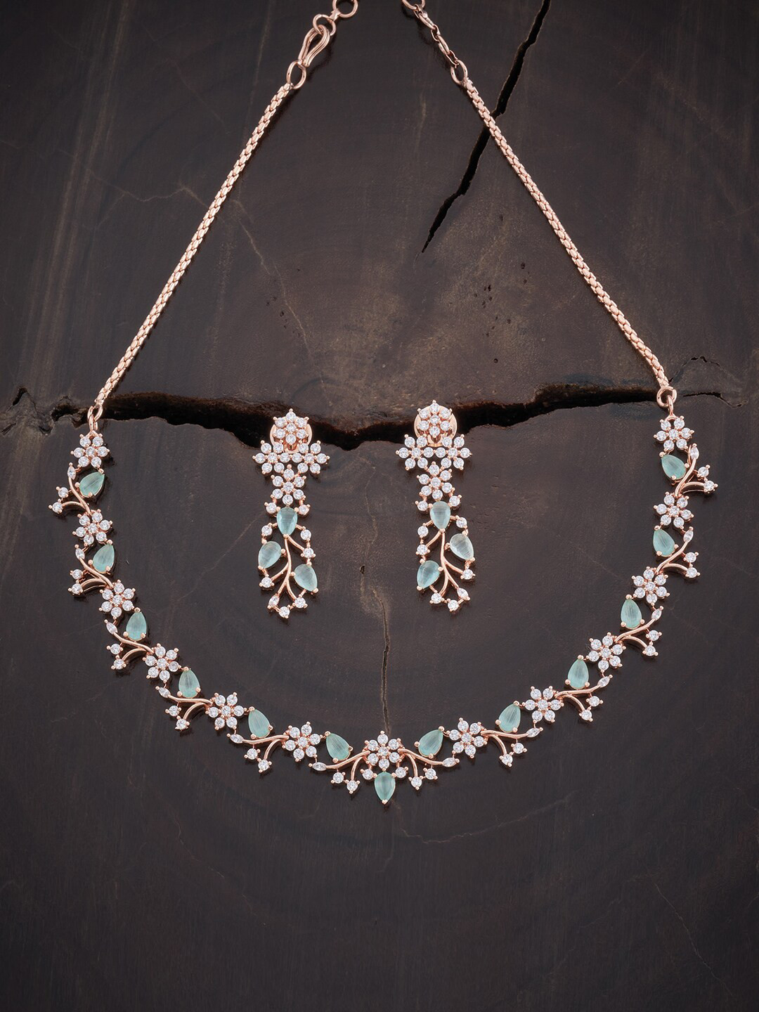 

Kushal's Fashion Jewellery Rose Gold-Plated CZ Stone-Studded Jewellery Set