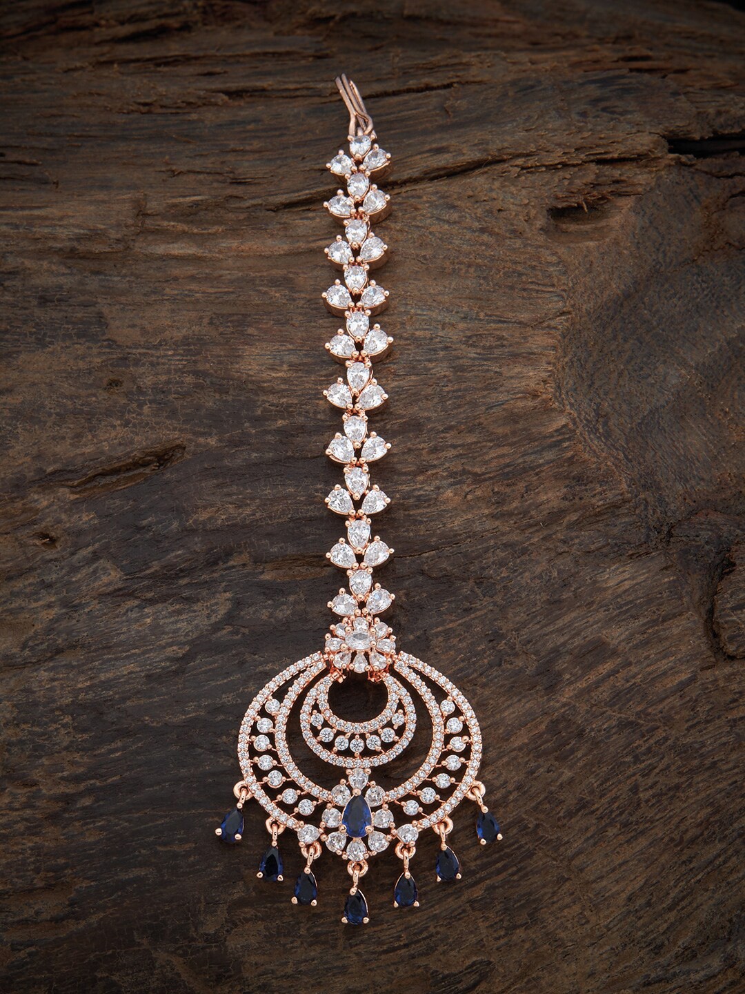 

Kushal's Fashion Jewellery CZ Stone-Studded Maang Tikka, Rose gold