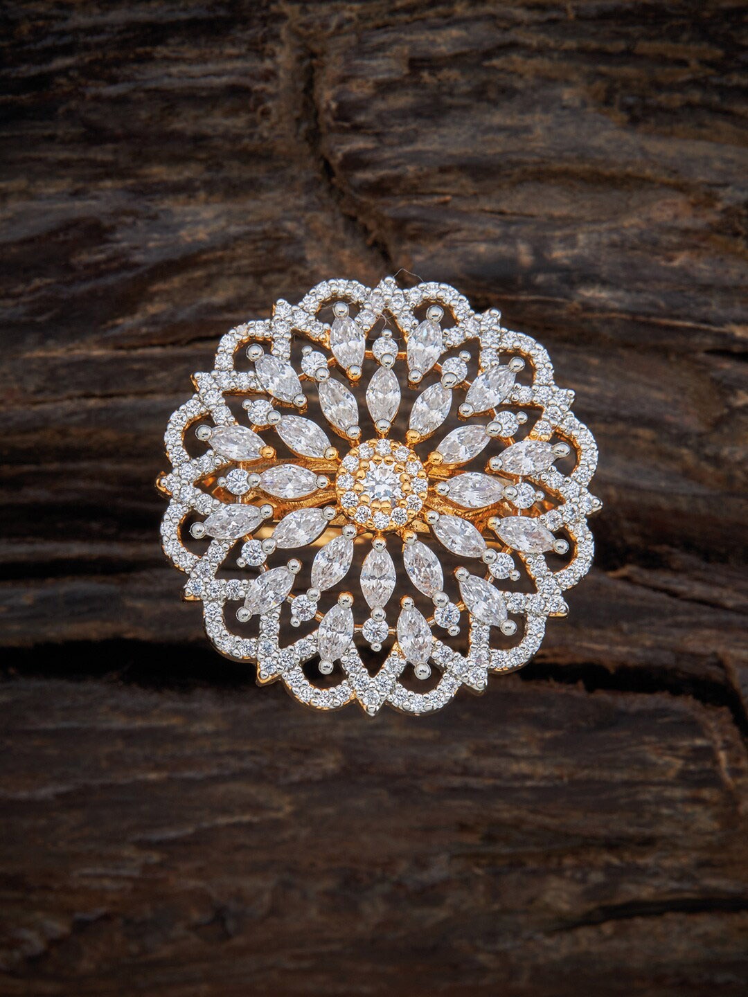 

Kushal's Fashion Jewellery Gold-Plated & Cubic Zirconia-Studded Finger Ring
