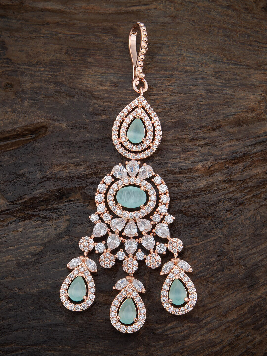 

Kushal's Fashion Jewellery Stones Studded Maangtika Head Jewellery, Sea green