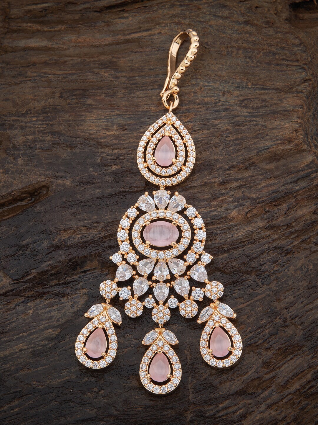 

Kushal's Fashion Jewellery CZ Stone-Studded Maang Tikka, Rose gold