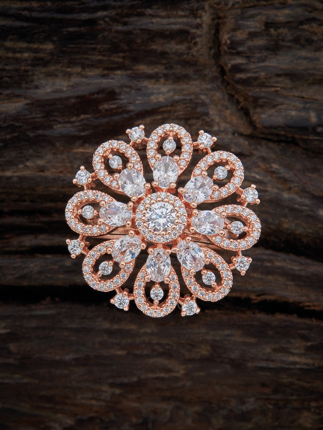 

Kushal's Fashion Jewellery Women Rose Gold-Plated CZ Studded Finger Ring