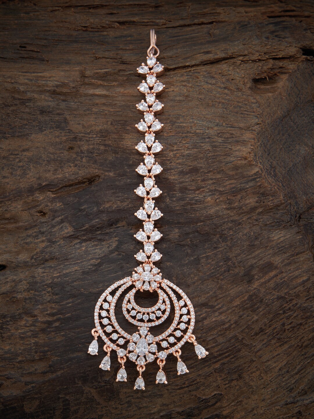 

Kushal's Fashion Jewellery CZ-Studded Maang Tikka, Rose gold