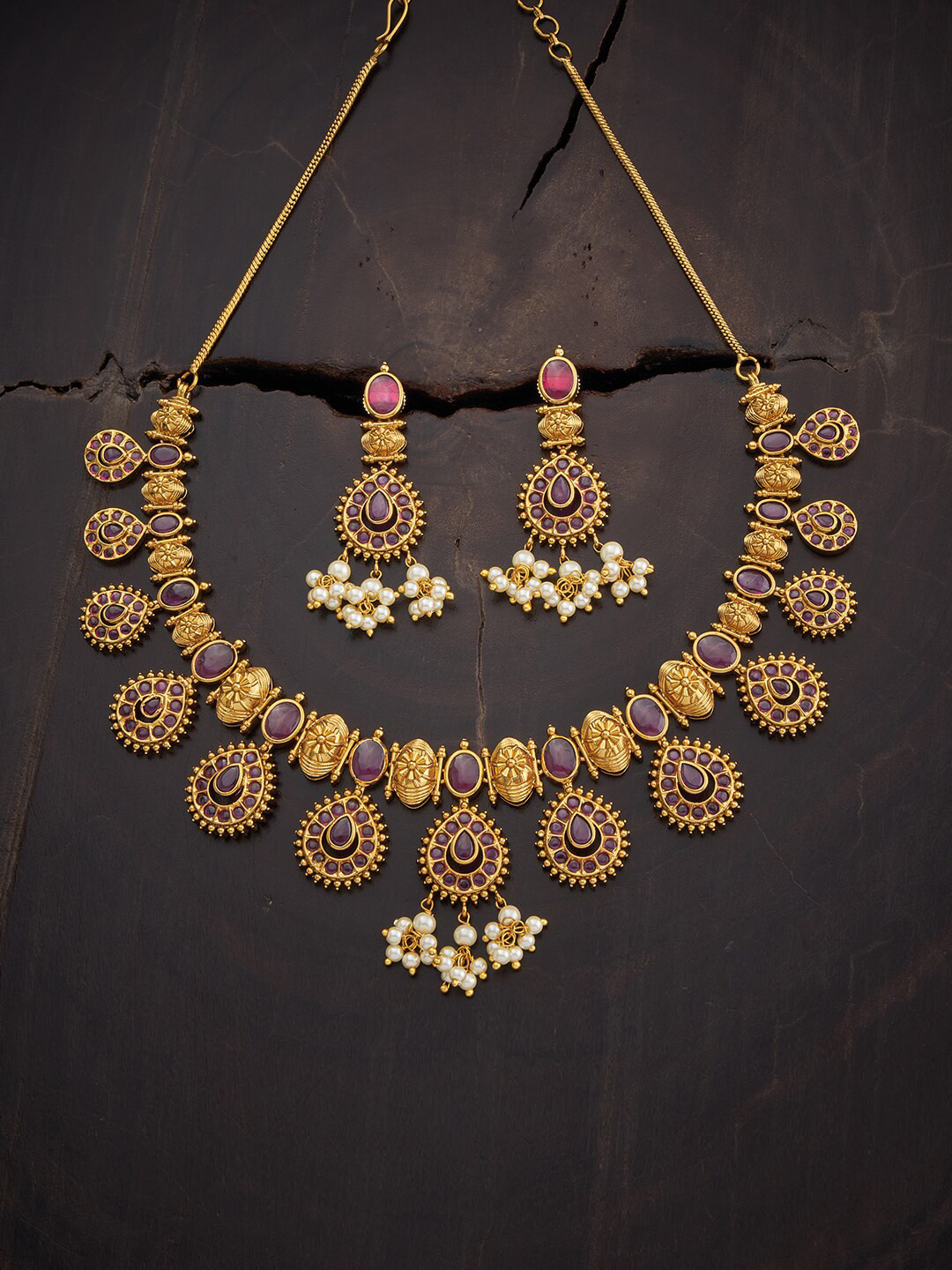 

Kushal's Fashion Jewellery Gold-Toned Stone-Studded Jewellery Set