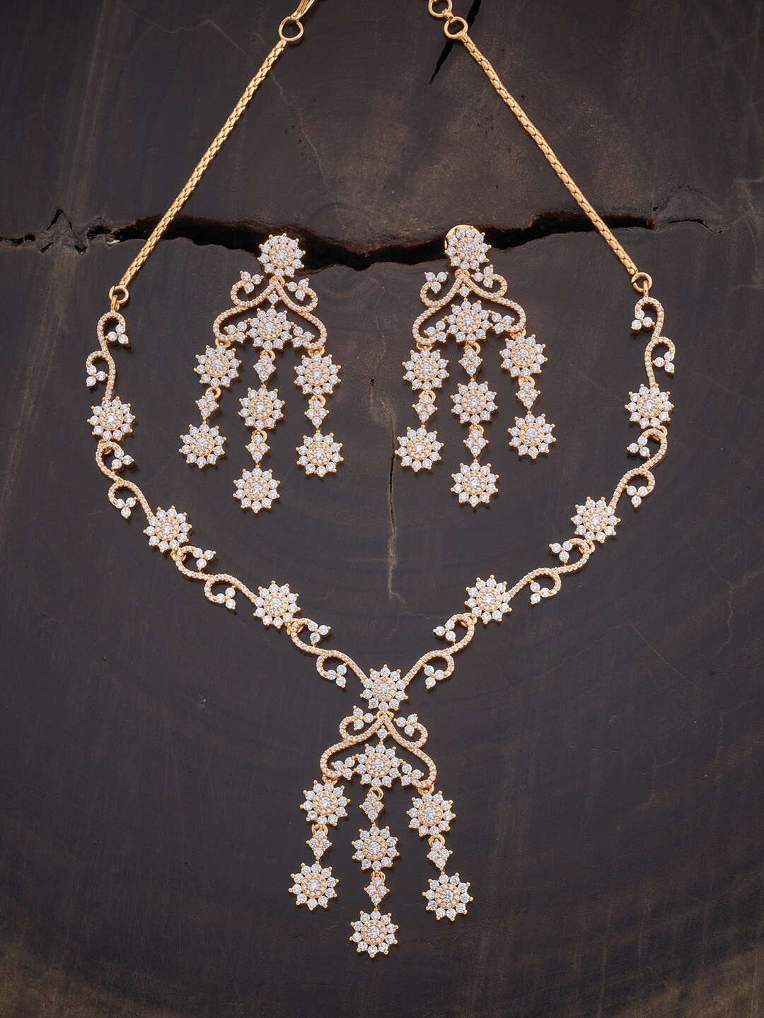 

Kushal's Fashion Jewellery Gold-Plated CZ Stones Studded Jewellery Set, White