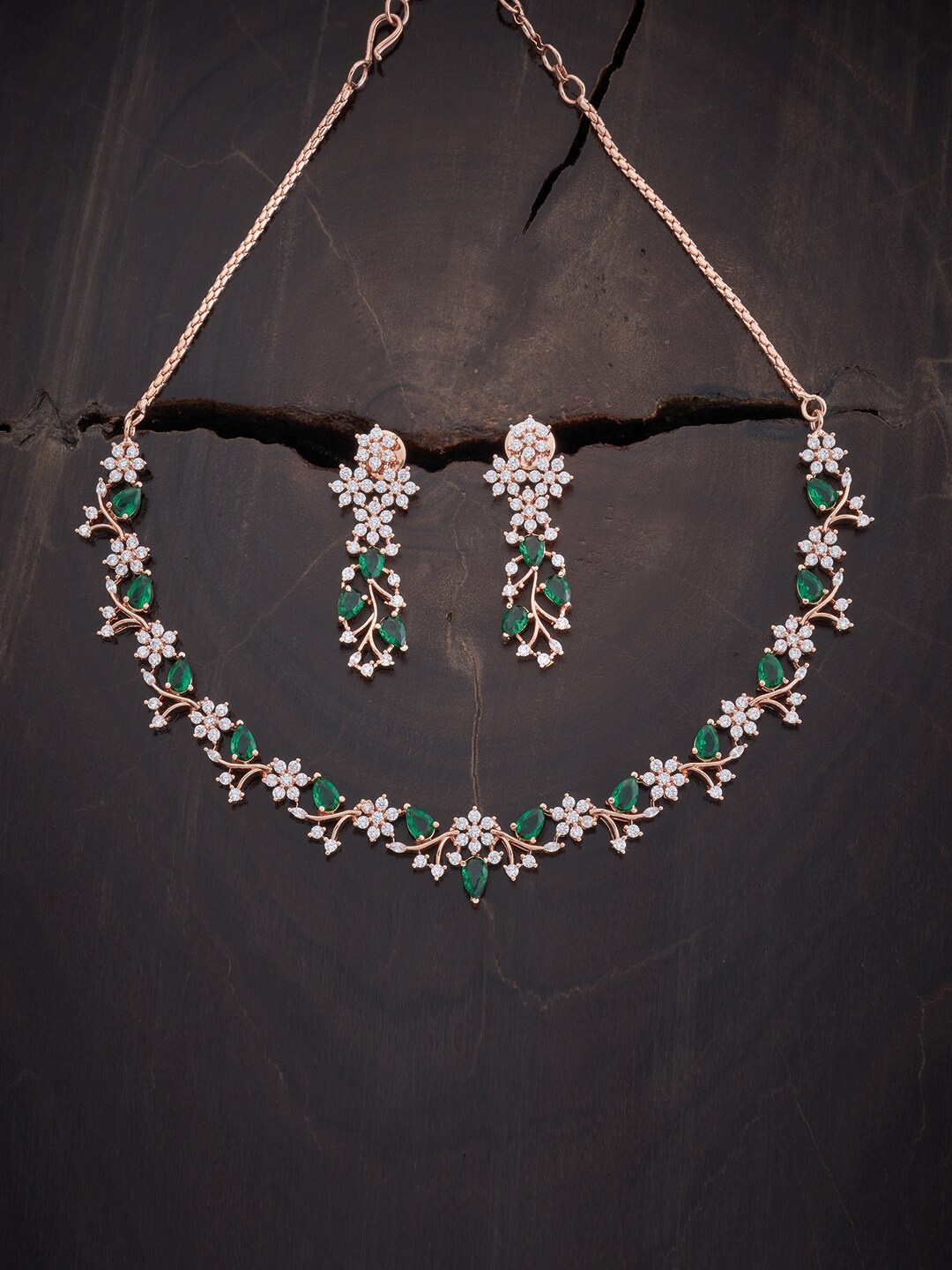 

Kushal's Fashion Jewellery Rose Gold-Plated CZ Studded Jewellery Set