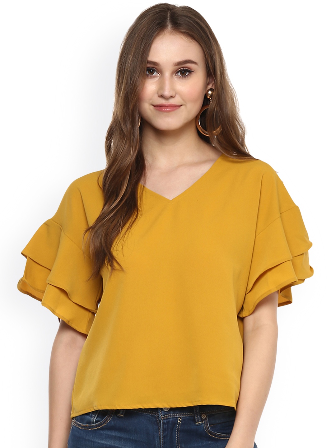 

Harpa Women Mustard Yellow Solid Top