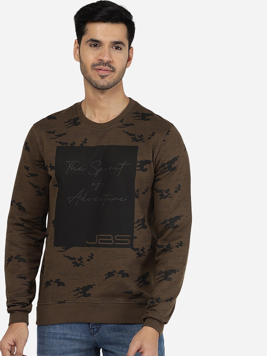 

JADE BLUE Men Cotton Typography Printed T-shirt, Brown