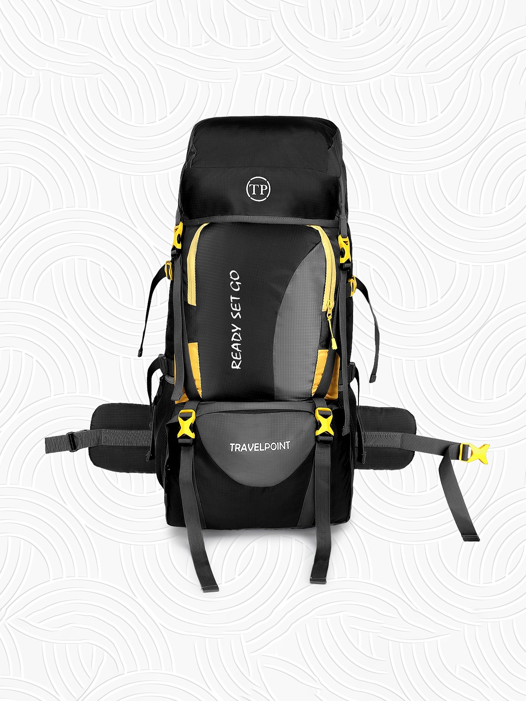 

TRAVEL POINT Printed Waterproof Rucksack, Black
