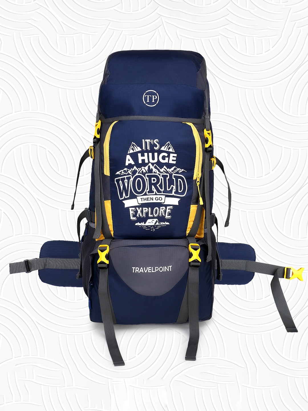 

TRAVEL POINT Printed Waterproof Rucksack, Navy blue