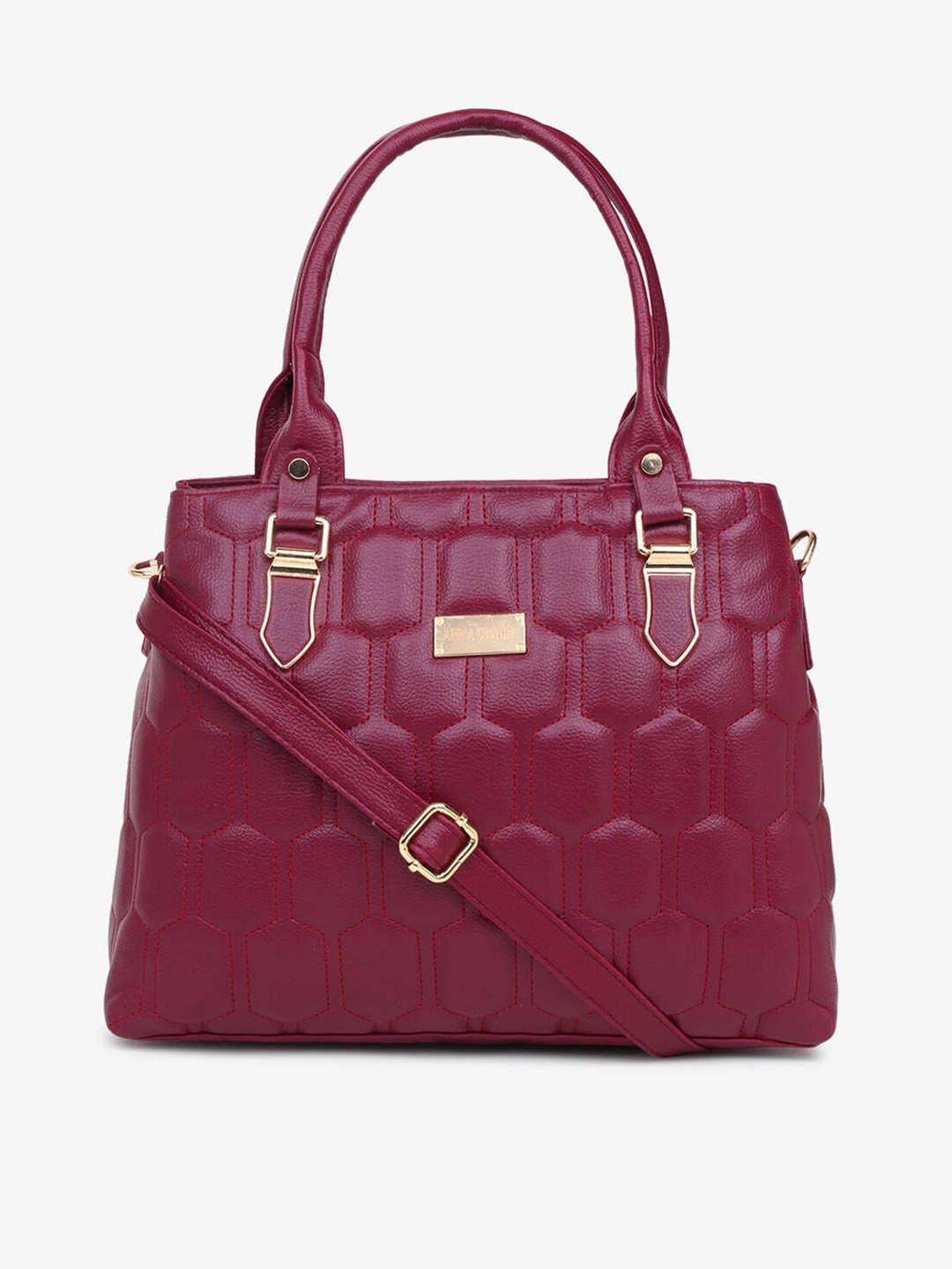 

Anna Claire Maroon Textured PU Structured Satchel with Quilted