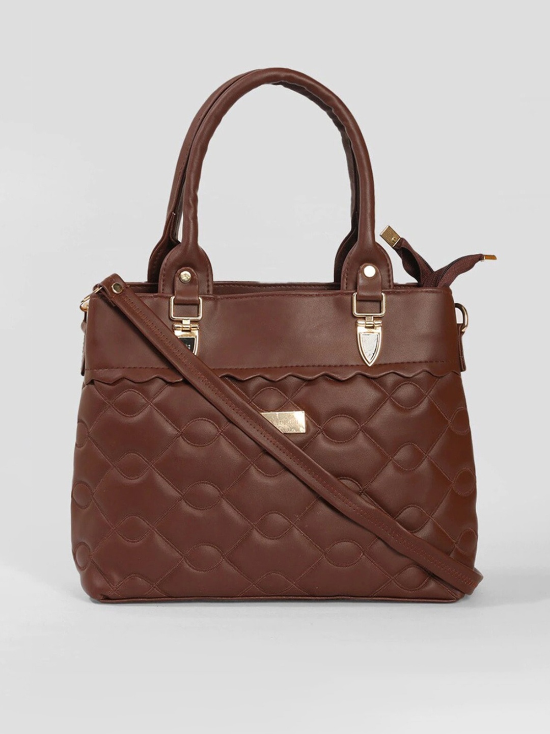 

Anna Claire Textured Structured Handheld Bag with Quilted, Brown