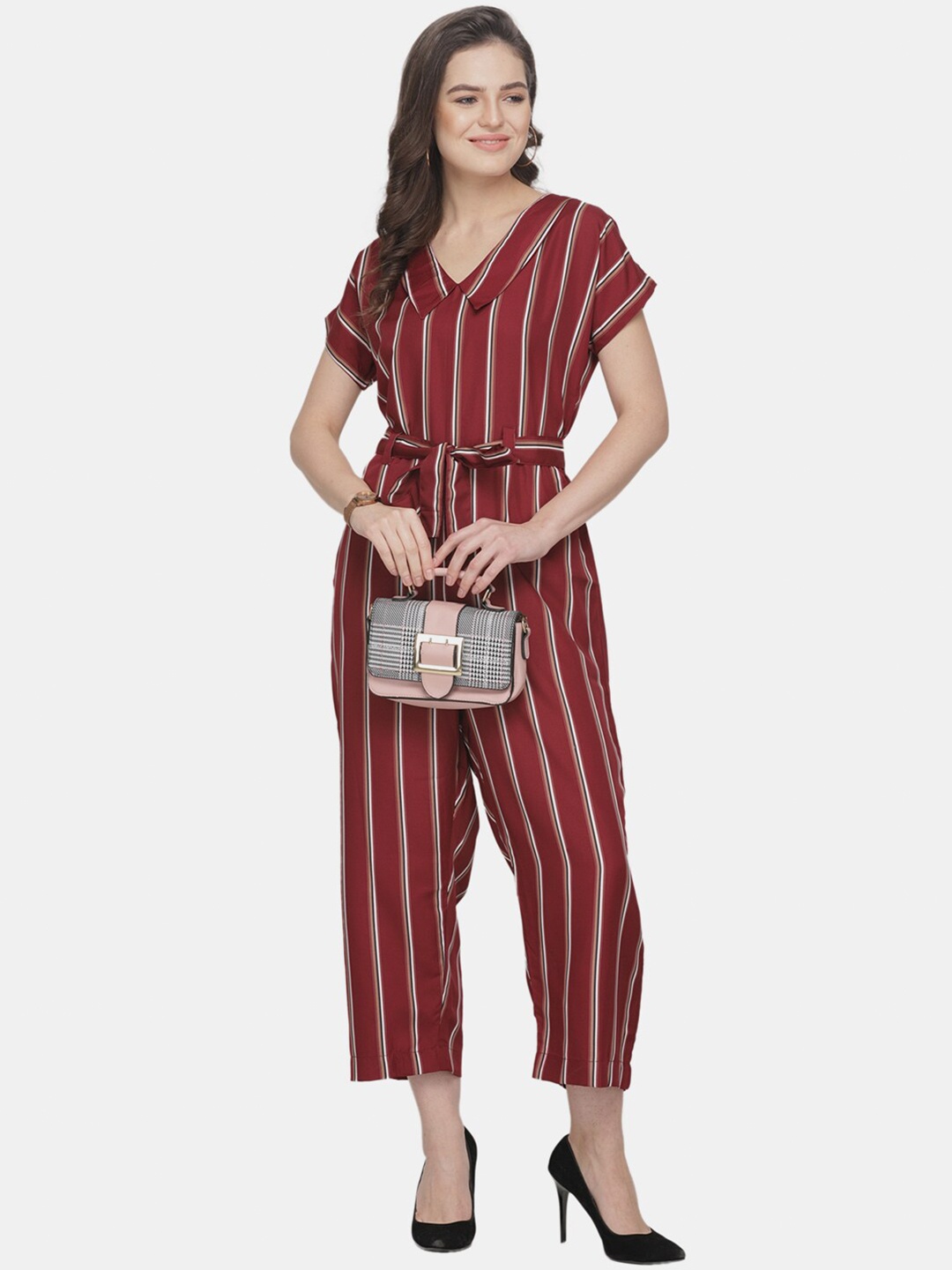 

Sayesha Striped Basic Jumpsuit, Maroon