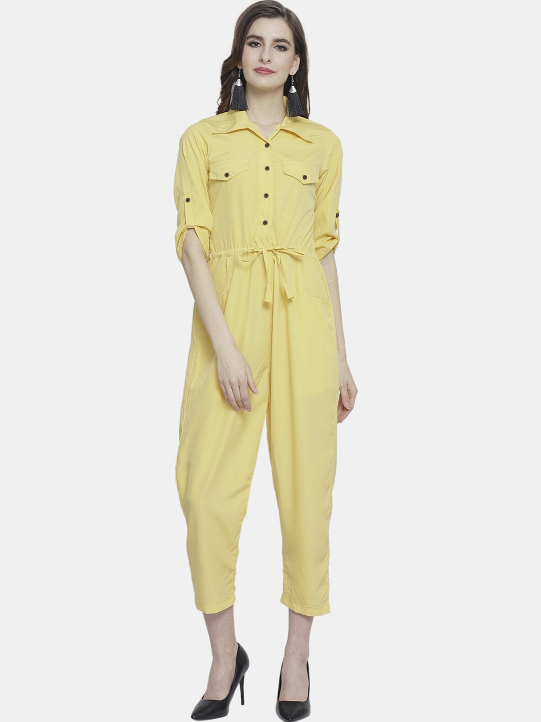 

Sayesha Women Crepe Basic Jumpsuit, Yellow