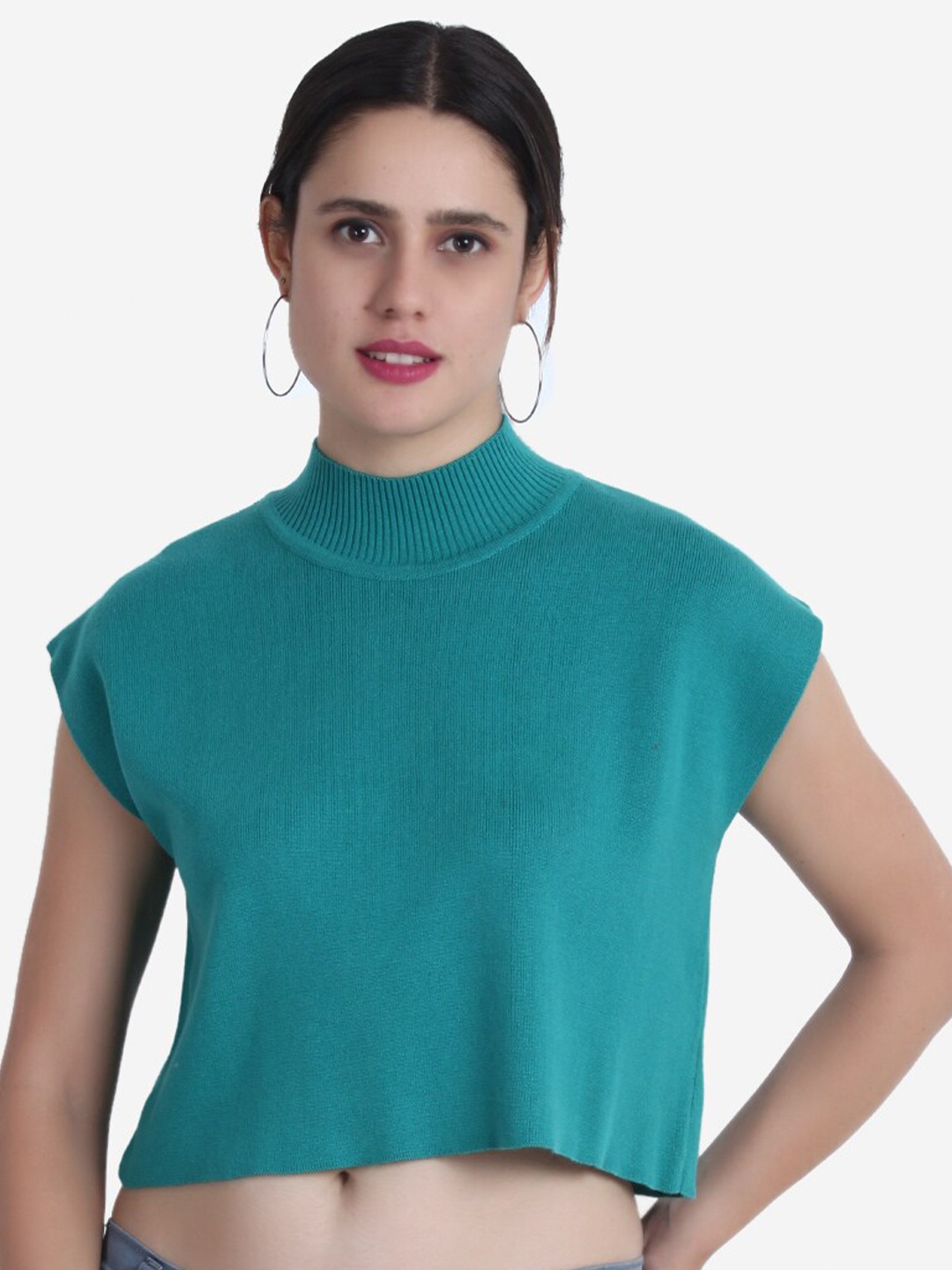 

JoE Hazel Women Crop Acrylic Pullover, Teal