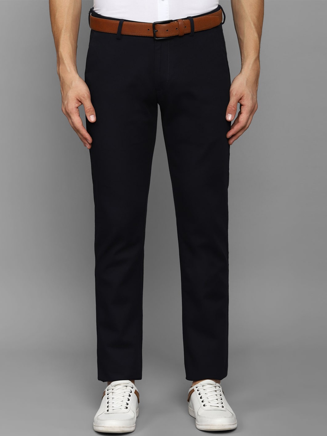 

Allen Solly Men Cotton Solid Slim Fit Trousers, Black
