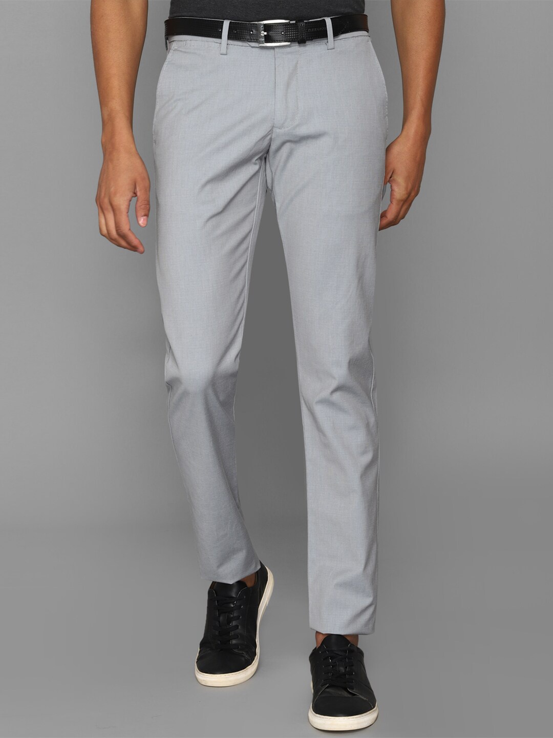 

Allen Solly Men Cotton Solid Slim Fit Trousers, Grey