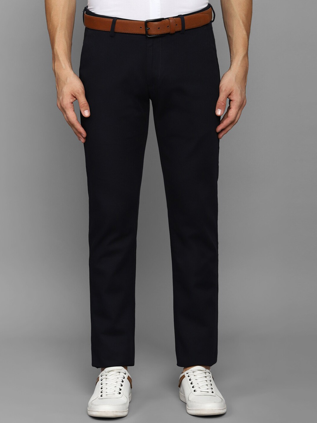 

Allen Solly Men Cotton Solid Slim Fit Trousers, Black
