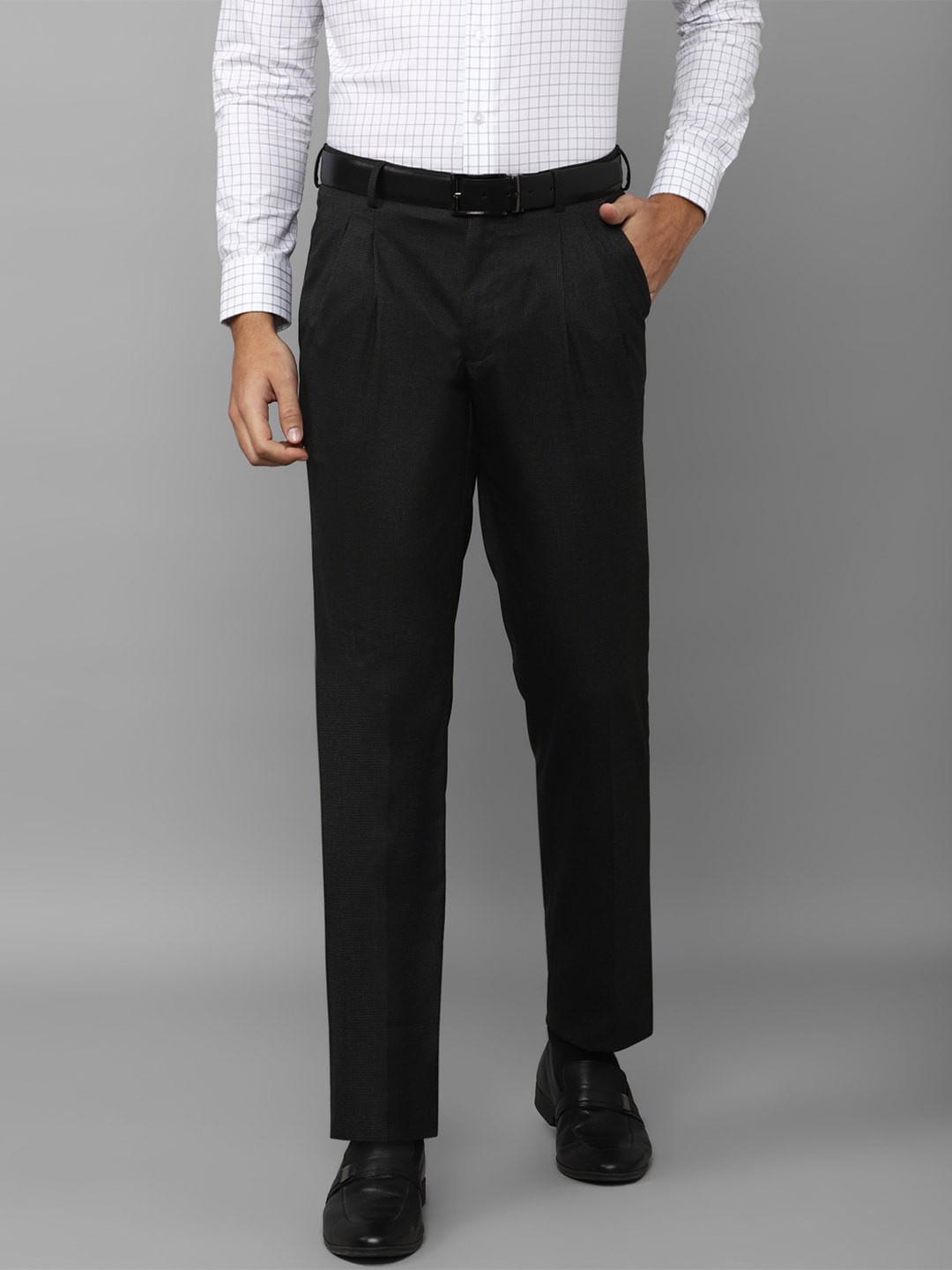 

Louis Philippe Men Pleated Formal Trouser, Black