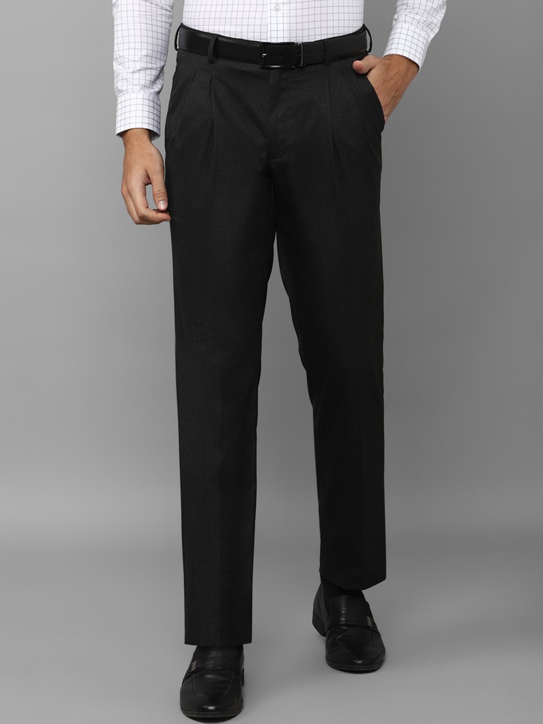 

Louis Philippe Men Mid Rise Pleated Formal Trouser, Black