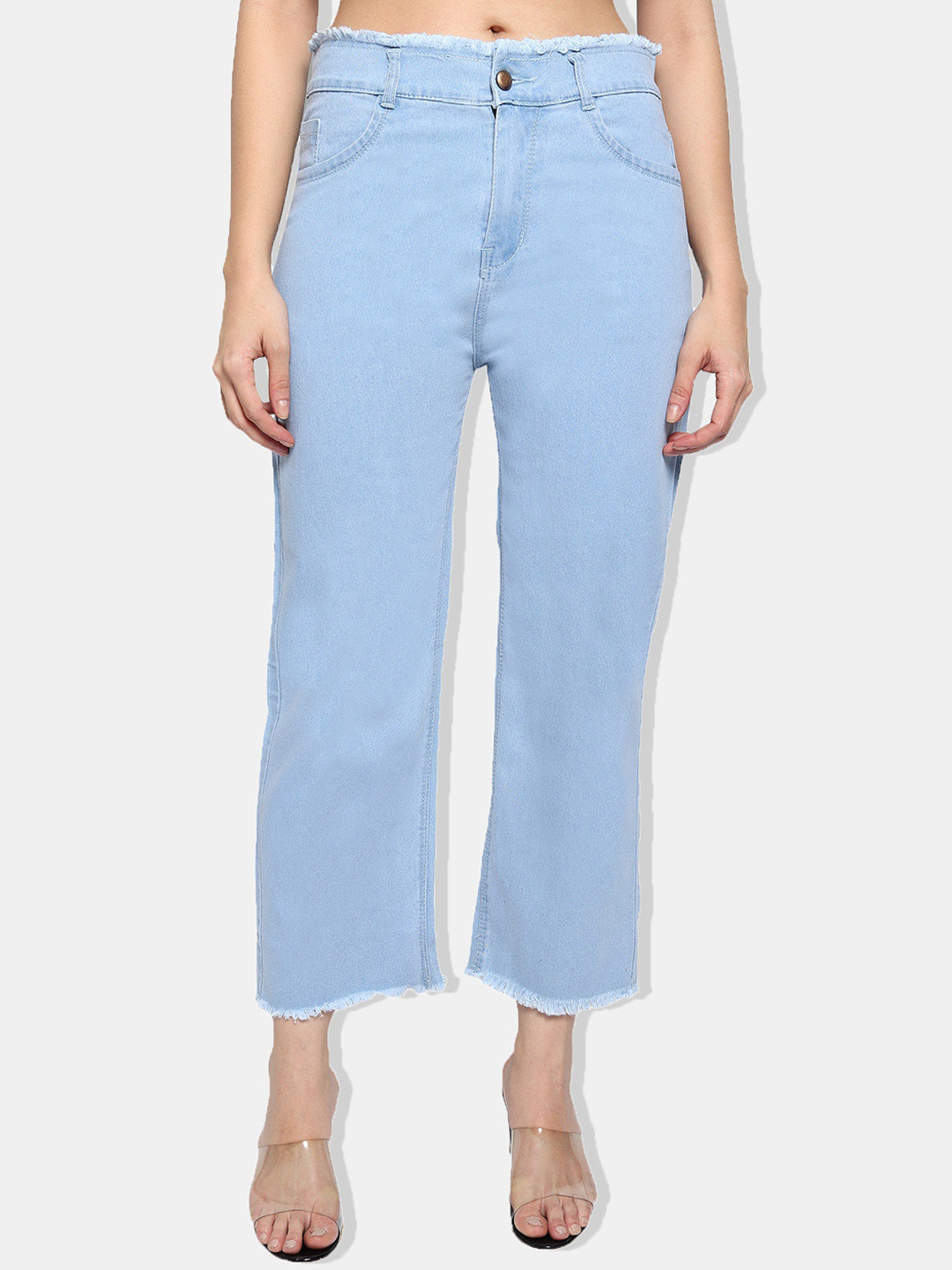 

LIVE OK Women Boyfriend Fit High-Rise Stretchable Jeans, Blue