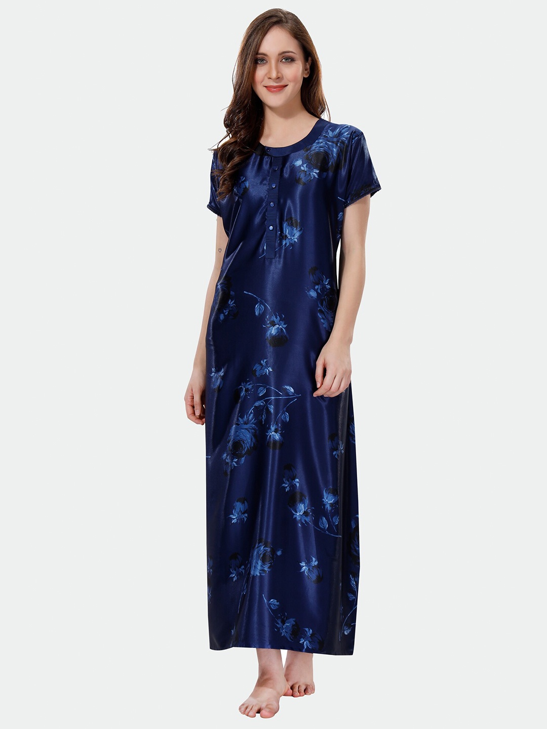 

Ever Loved Women Printed Maxi Nightdress, Navy blue