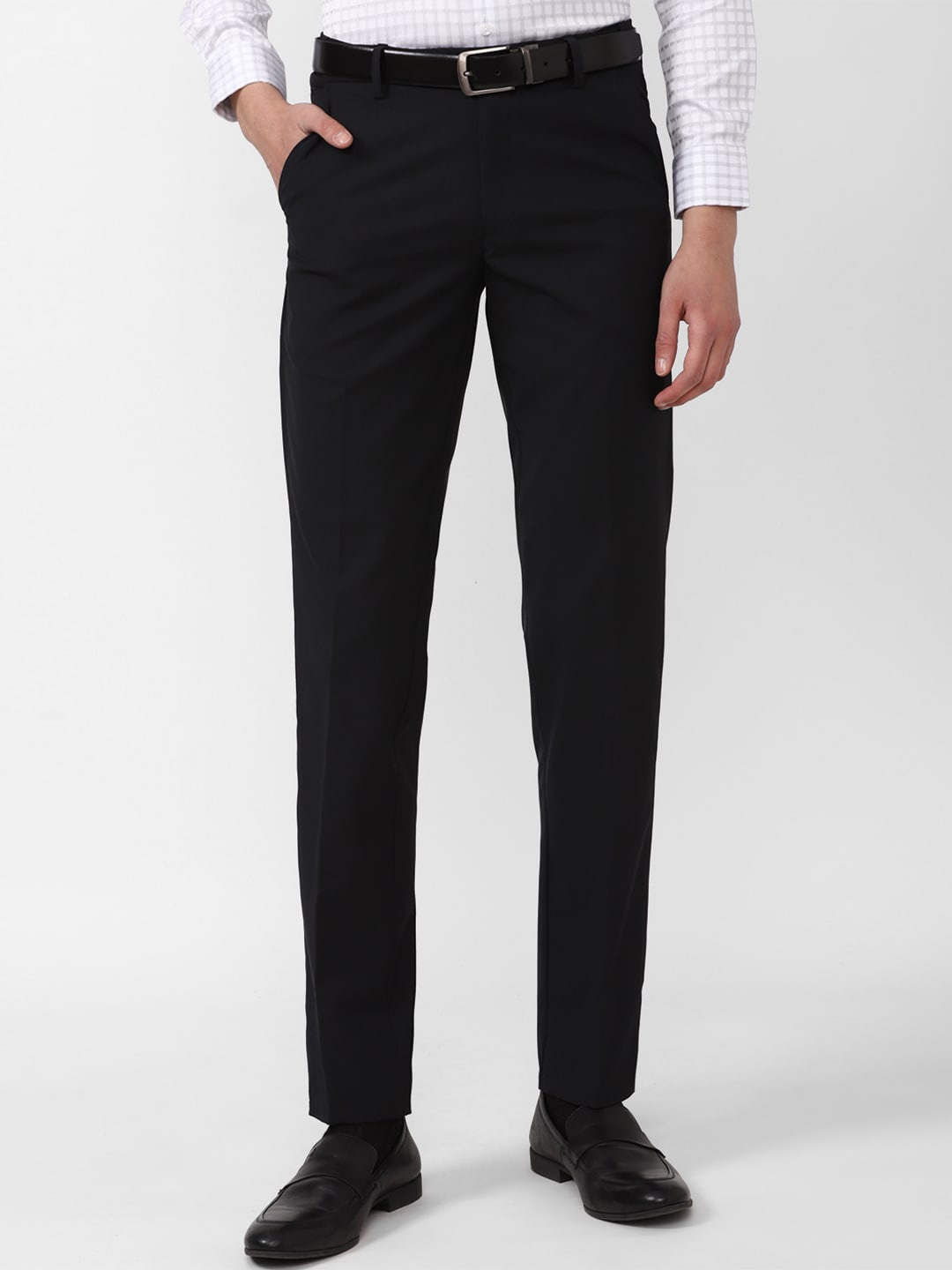 

Peter England Men Slim Fit Formal Trousers, Black