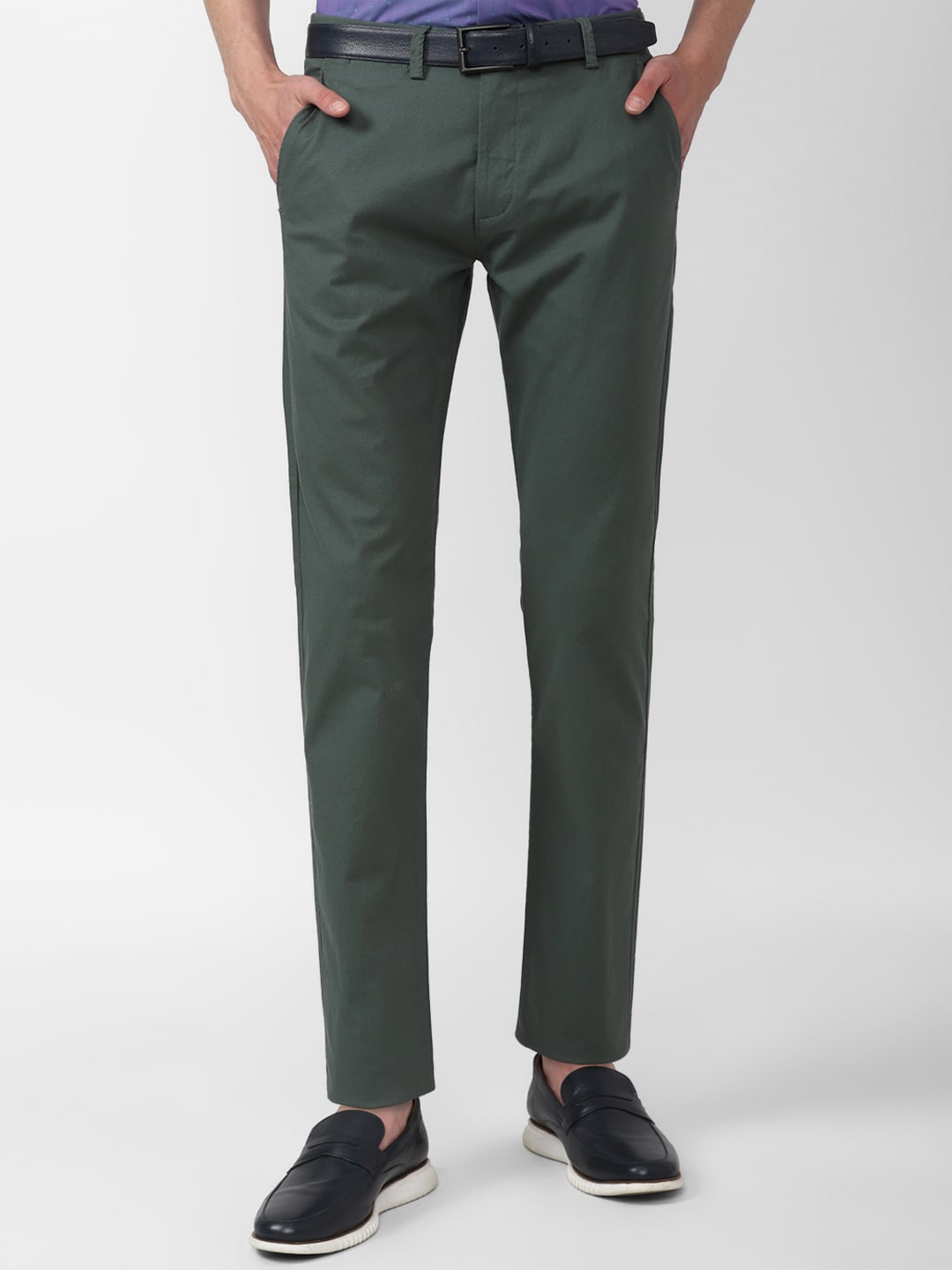 

Peter England Casuals Men Green Slim Fit Cotton Chinos Trousers
