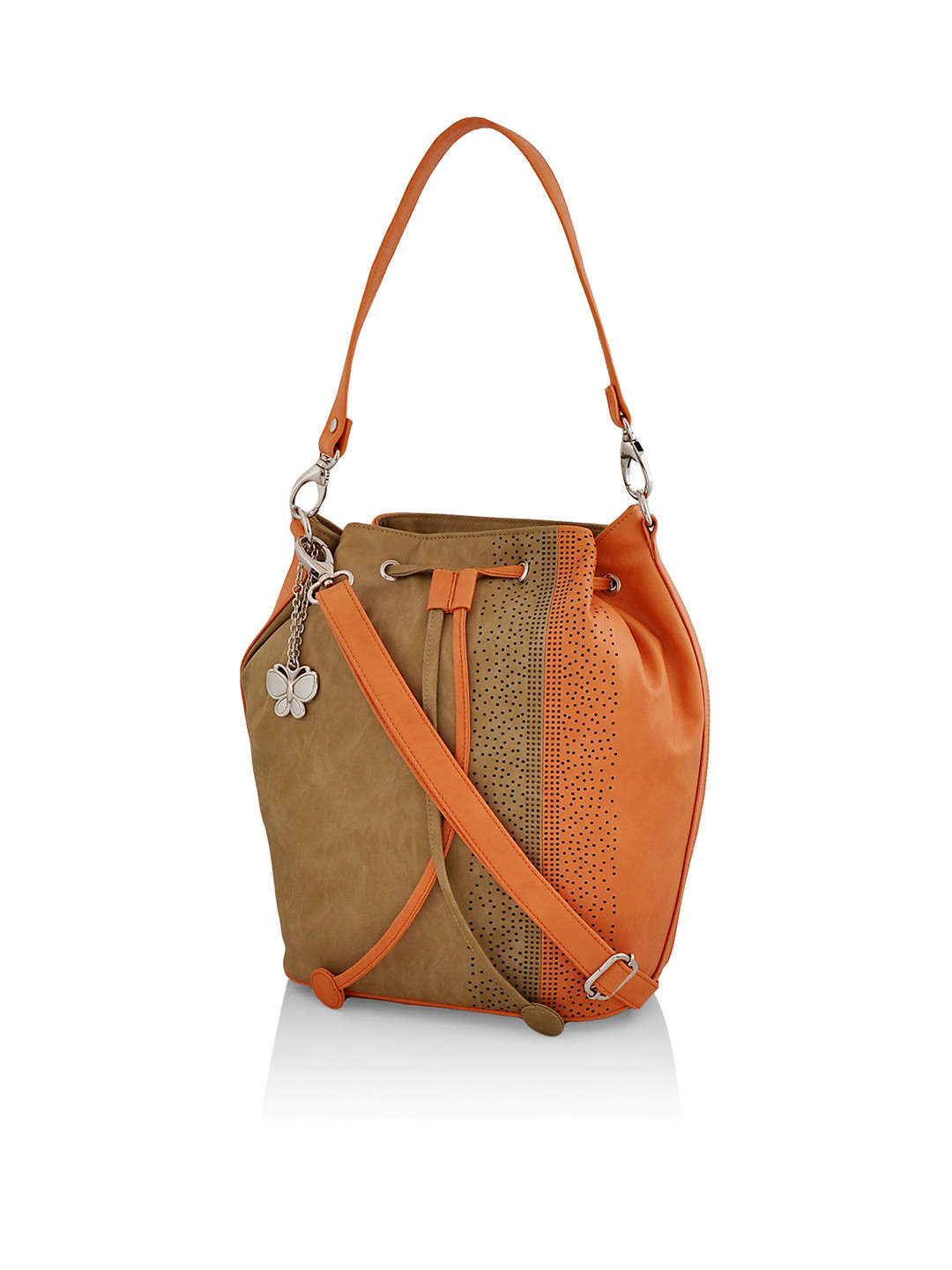 

Butterflies Beige & Orange Colourblocked Shoulder Bag with Detachable String Strap