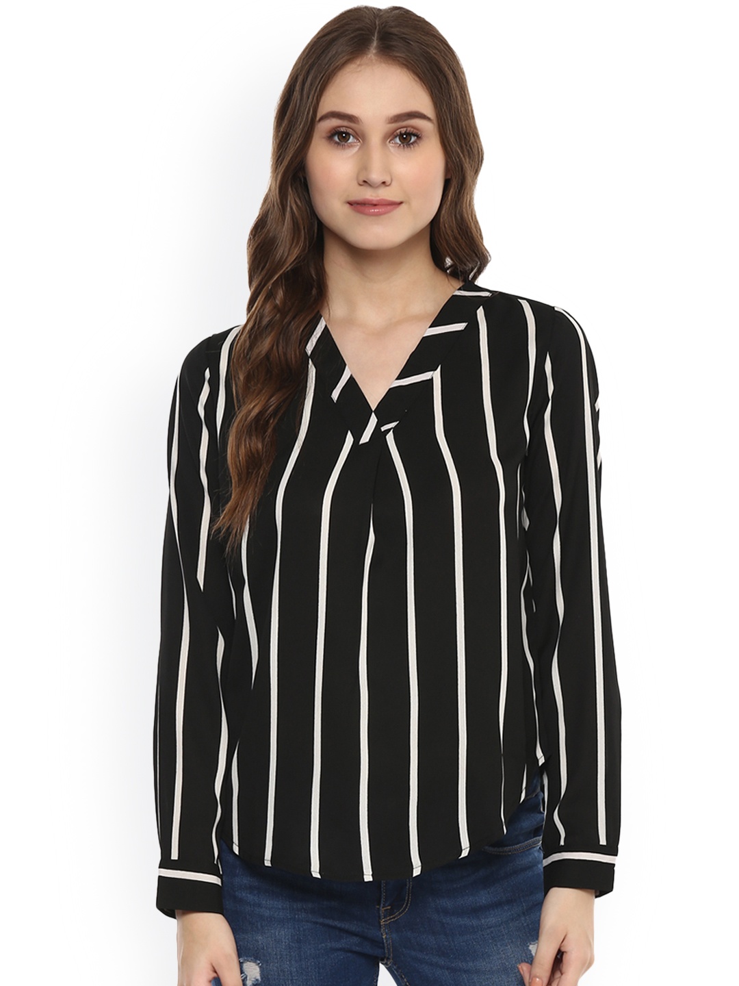 

Harpa Women Black & White Striped Top