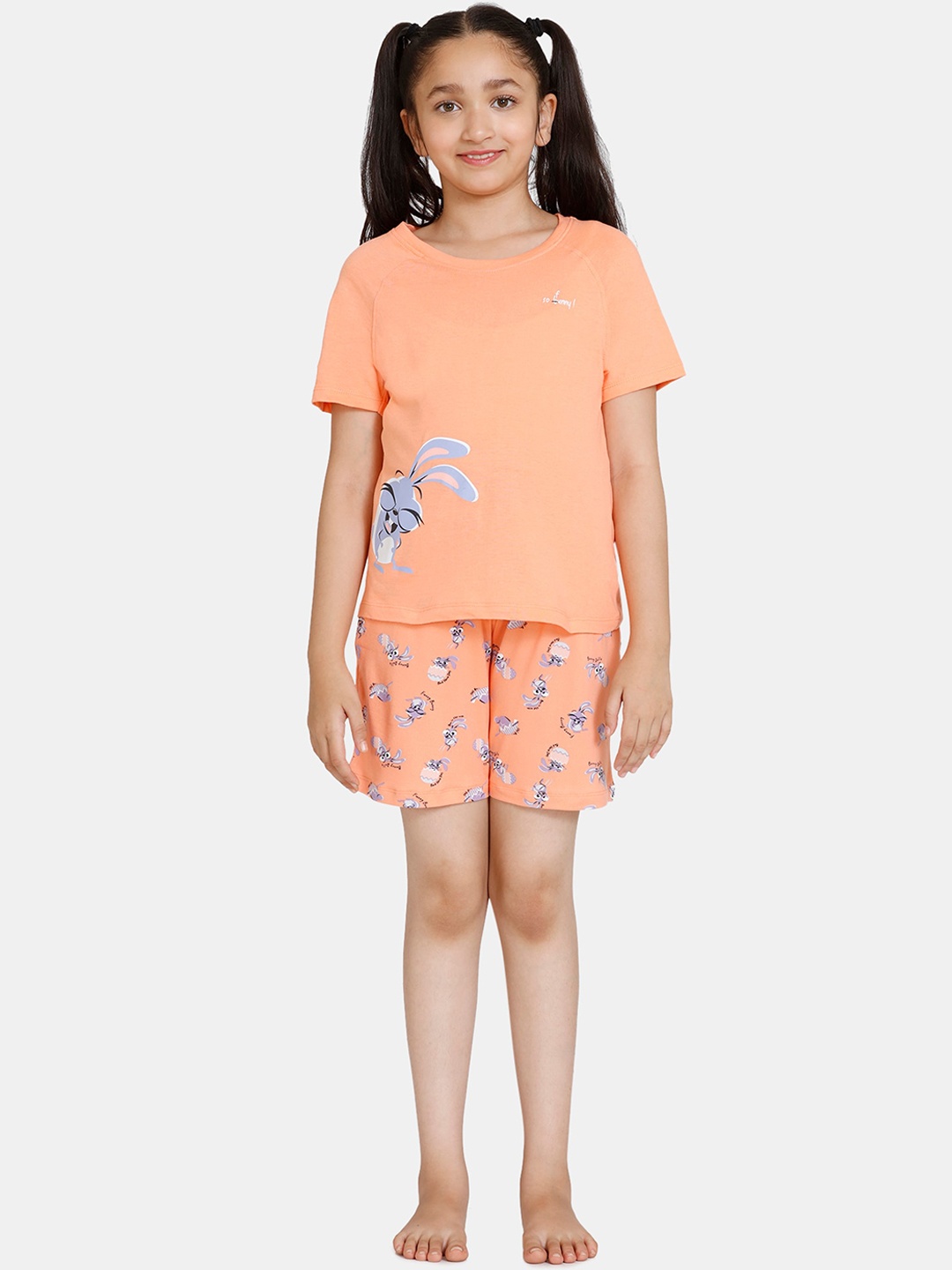 

Zivame Printed Cotton Night suit, Orange